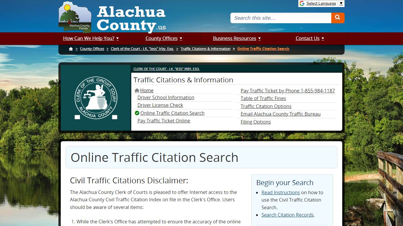 Online Traffic Citation Search - Alachua County